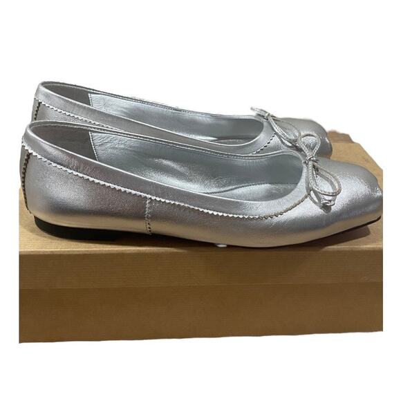Christian Louboutin Mamadrague Ballerina Ballet Flat Shoes Metallic Silver 37 - Picture 4 of 5